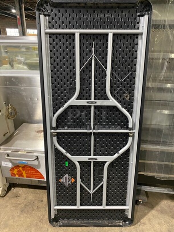 Life Time Black Rectangular Folding Table! With Foldable Metal Legs! - Image 2 of 5