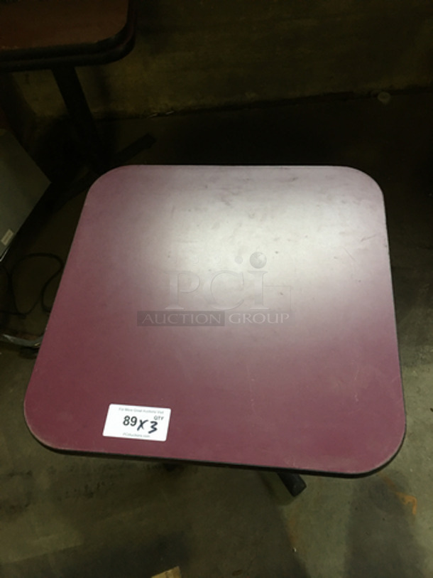 Maroon Top Square Table! With Black Metal Base! 3x Your Bid! - Image 2 of 6