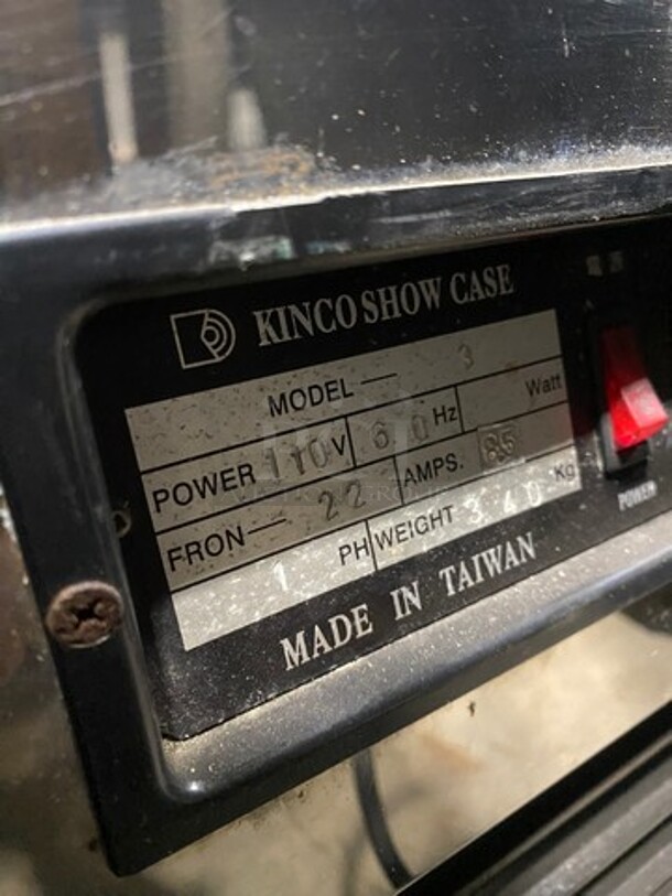 FAB! Kinco Refrigerated Bakery Display Show Case Merchandiser! With Front Curved Glass! With Marble Top & Bottom! With 2 Sliding Rear Access Doors! Model: 3 110V 60HZ 1 Phase - Image 7 of 9