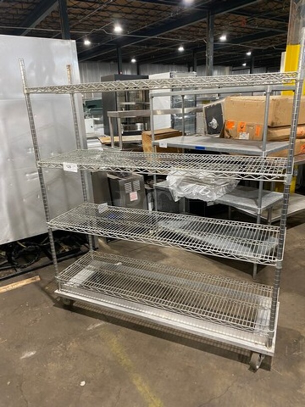 Metro Commercial Metal 4 Tier Wire Shelving Unit! On Casters! BUYER MUST DISMANTLE! PCI CANNOT DISMANTLE FOR SHIPPING! PLEASE CONSIDER FREIGHT CHARGES!