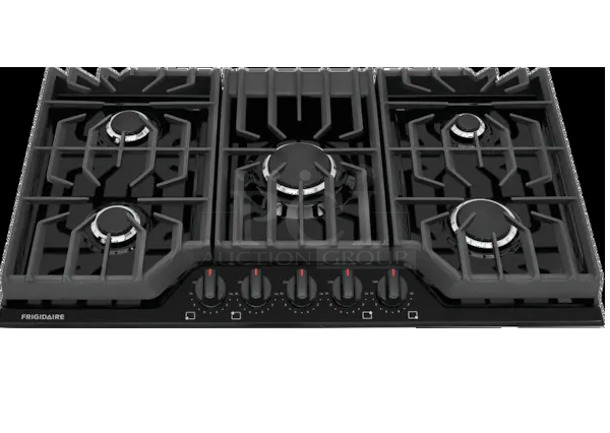 BRAND NEW SCRATCH AND DENT! Frigidaire FCCG3627AB Stainless Steel 5 Burner 36" Gas Cooktop. Stock Picture Used For Gallery Picture. - Image 1 of 4