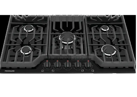 BRAND NEW SCRATCH AND DENT! Frigidaire FCCG3627AB Stainless Steel 5 Burner 36" Gas Cooktop. Stock Picture Used For Gallery Picture.