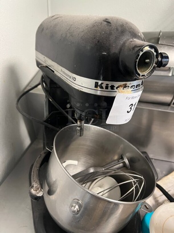 Kitchen Aid Countertop Planetary Mixer! With Mixing Bowl! With Whisk, Hook And Paddle Attachments! WORKING WHEN REMOVED! Model: PROFESSIONALHD - Image 5 of 5
