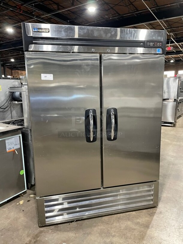 AWESOME! Master-Bilt Commercial Double Door Reach In Freezer! All Stainless Steel! With Poly Coated Racks! 115V 1PH! Model: F49-S SN: F49S-15050013! - Image 1 of 9
