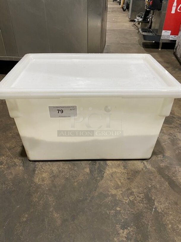 White Poly Storage Bin! With Lid! - Image 1 of 4
