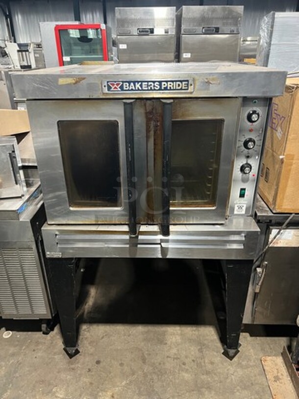 Bakers Pride Commercial Single Deck Convection Oven! With View Through Doors! Metal Oven Racks! All Stainless Steel! On Legs! - Image 1 of 9