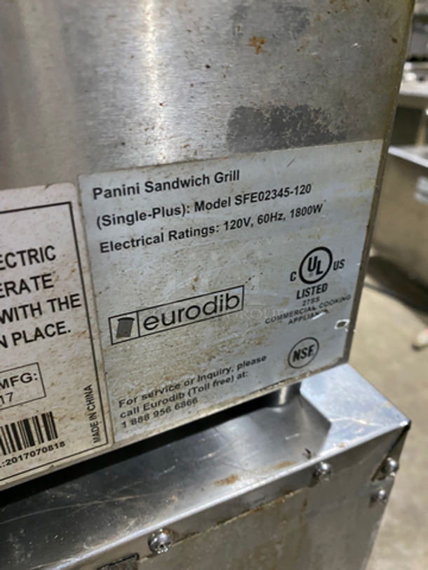 Eurodib Commercial Countertop Electric Powered Panini/Sandwich Press! With Ribbed Press! All Stainless Steel! Model: SFE02345-120 120V 60HZ - Image 8 of 9