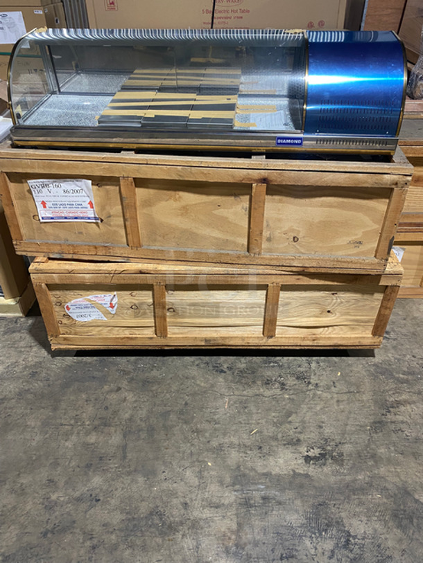 AWESOME! MUST HAVE! BRAND NEW! IN THE BOX! Diamond Commercial Countertop Refrigerated Sushi Display Case Merchandiser! With Curved Glass! Stainless Steel Body! On Small Legs! Model: GVRB160 - Image 2 of 8