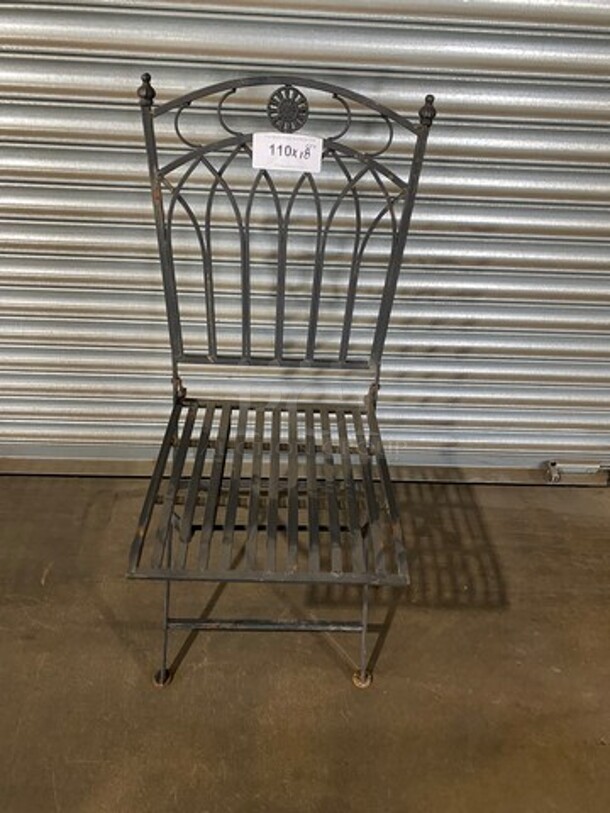Black Metal Foldable Patio Chairs! 10x Your Bid! - Image 1 of 6