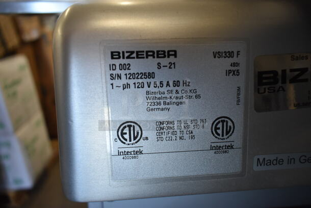 2021 Bizerba VSI330 F Stainless Steel Commercial Floor Style Meat Slicer Stacker. 120 Volts, 1 Phase. Tested and Stack Function and Screen Powers On But Requires Connection to Network / Admin Override From Bizerba Support To Work - Image 2 of 10