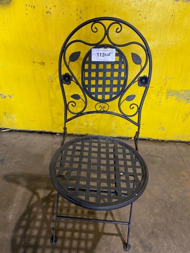 Black Metal Foldable Patio Chairs! 10x Your Bid!