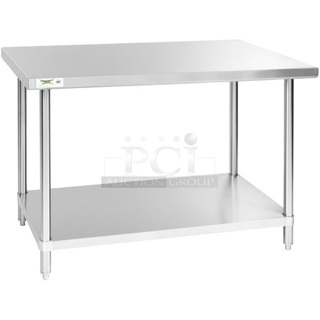 BRAND NEW SCRATCH AND DENT! Regency 600TS3048S 30" x 48" 16-Gauge 304 Stainless Steel Commercial Work Table with Undershelf and Commercial Casters. 