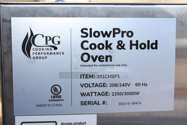 BRAND NEW SCRATCH & DENT! Cooking Performance Group CH-SP-1 SlowPro Cook and Hold Oven - 208/240V, 2250/3000W. S/N: 2023100076. Cord is the only thing observed to be damaged. 27-1/4x33-1/4x43-1/2 - Image 4 of 6