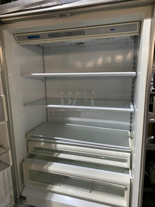 Sub Zero Commercial Single Door Reach In Refrigerator! With Built In Freezer Drawer Underneath! With Shelves And Poly Coated Racks! All Stainless Steel! Model: 650S2 SN: P2199384 115V 60HZ 1 Phase - Image 6 of 10