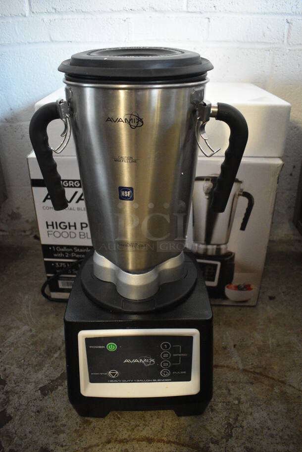 IN ORIGINAL BOX! AvaMix BX1GRG 3 3/4 hp 1 Gallon Stainless Steel Heavy Duty Commercial Food Blender. 120 Volts, 1 Phase. Tested and Working!