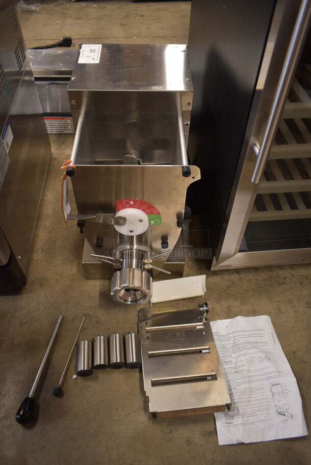 BRAND NEW SCRATCH AND DENT! Estella 348PEM9 Stainless Steel Commercial Countertop 9 lb. Pasta Extruder Machine. 120 Volts, 1 Phase.  - Image 2 of 12