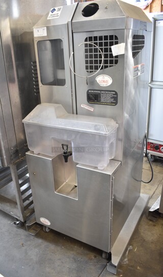 Fresh N Squeeze POS-1 Stainless Steel Commercial Floor Style Automatic Citrus Juicer on Commercial Casters. Missing Pieces. 120 Volts, 1 Phase. Tested and Working!