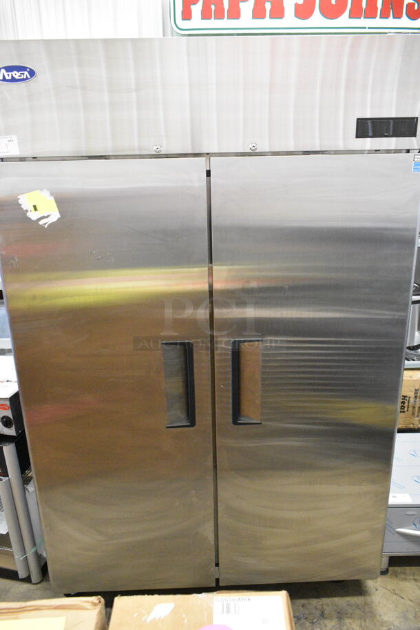 BRAND NEW SCRATCH AND DENT! 2024 Atosa Model MBF8002GR Stainless Steel Commercial 2 Door Reach In Freezer w/ Poly Coated Racks on Commercial Casters. 115 Volts, 1 Phase. Tested and Working! - Image 2 of 8
