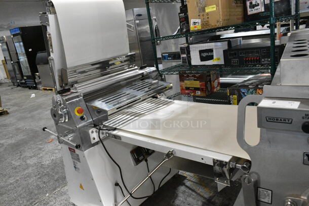 BRAND NEW SCRATCH AND DENT! Estella 348DSF94 Metal Commercial Floor Style Reversible Dough Sheeter on Commercial Casters. 110 Volts, 1 Phase. Tested and Working! - Image 2 of 10