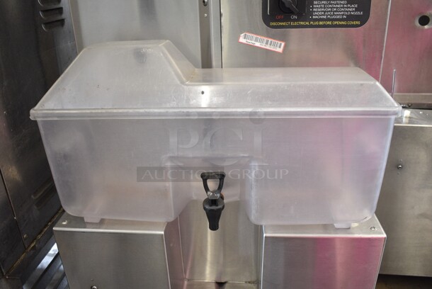 Fresh N Squeeze POS-1 Stainless Steel Commercial Floor Style Automatic Citrus Juicer on Commercial Casters. Missing Pieces. 120 Volts, 1 Phase. Tested and Working! - Image 2 of 7