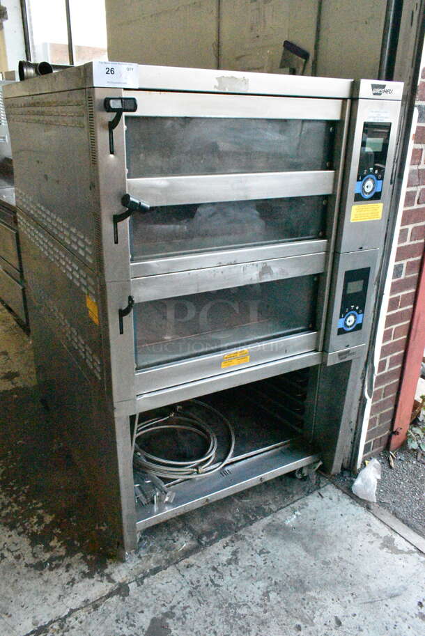 Wieshu EBO 68 L Classic Stainless Steel Commercial Electric Powered 3 Deck Bakery Oven on Commercial Casters. 200-240 Volts, 3 Phase.  - Image 2 of 12
