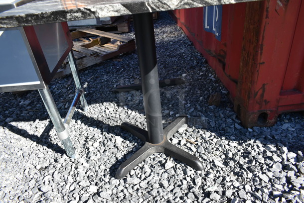 2 Dining Height Tables w/ Stone Tabletops on Black Metal Table Bases. 2 Times Your Bid! - Image 3 of 3