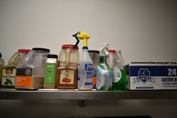 Stainless Steel Wall Mount Shelf w/ Contents. BUYER MUST REMOVE. (kitchen) - Image 4 of 6