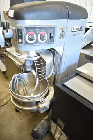 Hobart Legacy HL662 Metal Commercial 60 Quart Planetary Dough Mixer w/ Stainless Steel Mixing Bowl, Bowl Guard, Paddle and Dough Hook Attachments. 208-240 Volts, 1/3 Phase. 