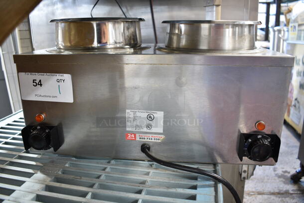 APW Wyott W4-2 Stainless Steel Commercial Countertop 2 Well Food Warmer w/ 2 Drop Ins. 120 Volts, 1 Phase. Tested and Working! - Image 4 of 5