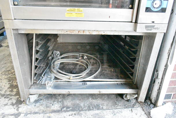 Wieshu EBO 68 L Classic Stainless Steel Commercial Electric Powered 3 Deck Bakery Oven on Commercial Casters. 200-240 Volts, 3 Phase.  - Image 9 of 12