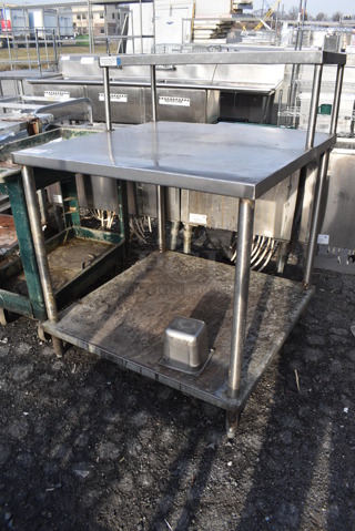 Stainless Steel Table w/ Over Shelf an Metal Under Shelf. 36x36x48