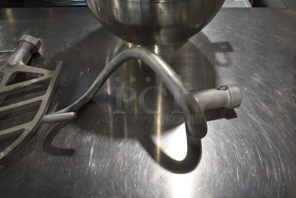 ALL ONE MONEY! Lot of BRAND NEW! Mixer Items; SUS 304 Stainless Steel Mixing Bowl, Whisk, Dough Hook and Paddle Attachment. Appears to be 30 Quart. - Image 7 of 9