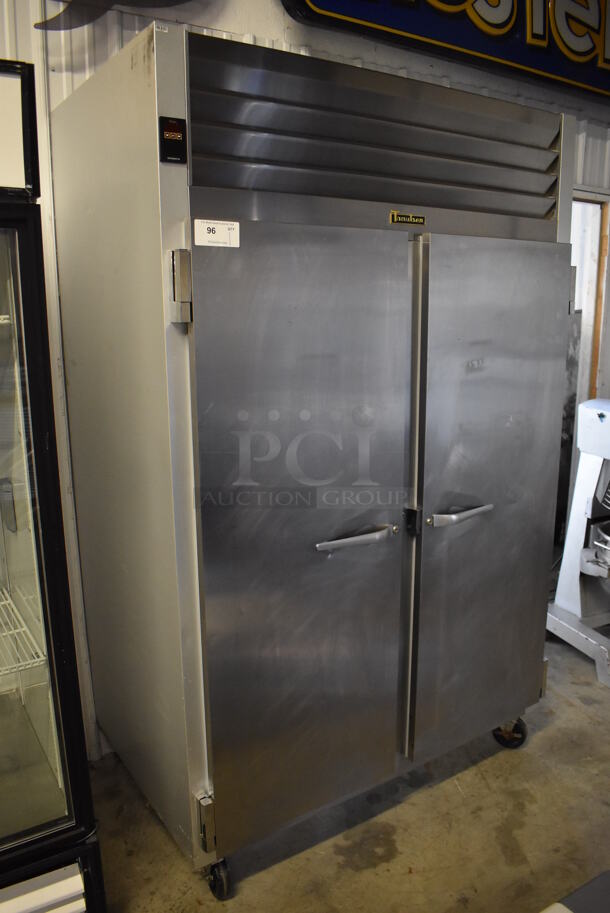 Traulsen G20010 ENERGY STAR Stainless Steel Commercial 2 Door Reach In Cooler on Commercial Casters. 115 Volts, 1 Phase. 52x35x83.5. Tested and Powers On - Image 2 of 7