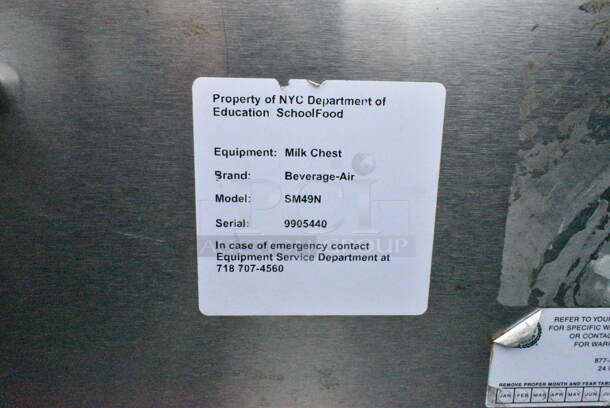 Beverage Air SM49N Stainless Steel Commercial Milk Cooler on Commercial Casters. 115 Volts, 1 Phase.  - Image 7 of 7
