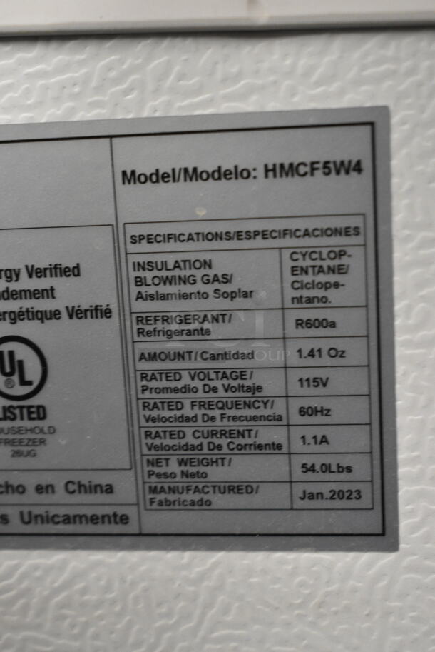 Magic Chef HMCF5W4 Metal Commercial Freezer w/ Hinge Lid. 115 Volts, 1 Phase. Tested and Working! - Image 6 of 6