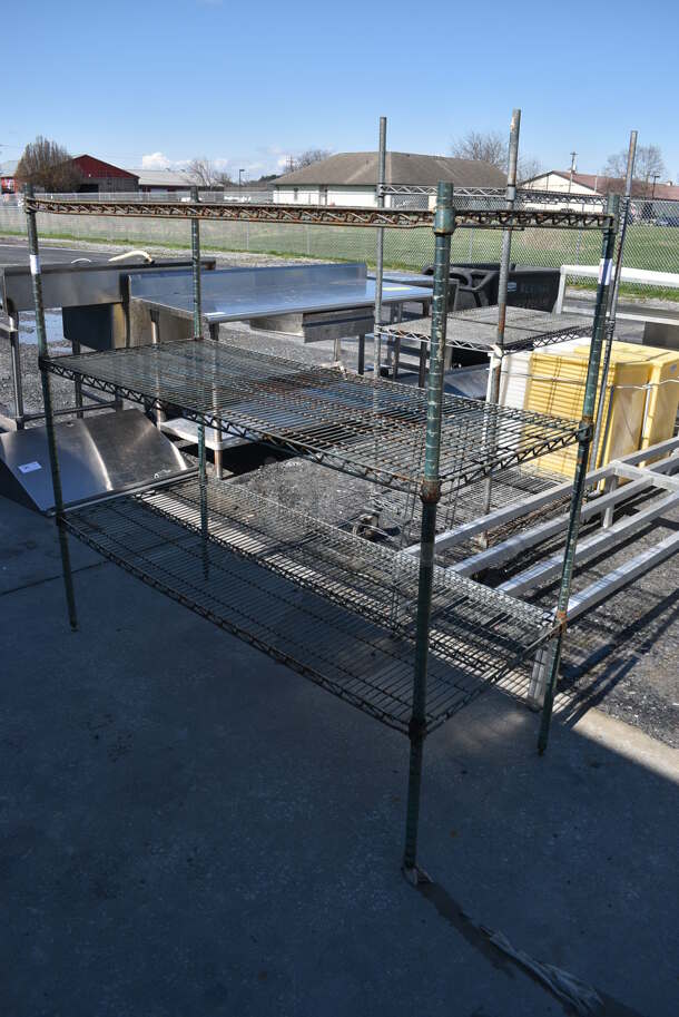 Green Finish 3 Tier Shelving Unit. BUYER MUST DISMANTLE. PCI CANNOT DISMANTLE FOR SHIPPING. PLEASE CONSIDER FREIGHT CHARGES. 60x24x57 - Image 2 of 2
