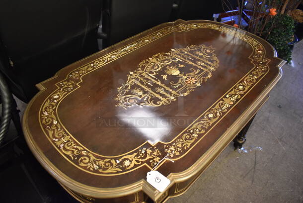 CUSTOM MADE Wooden Reproduction of Napoleon III Writing Desk w/ Inlaid Mother of Pearl. - Image 3 of 11