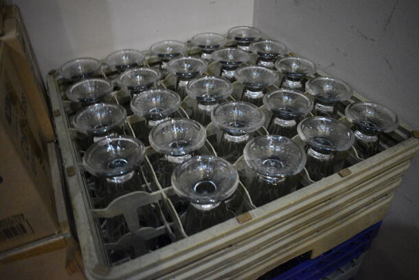 6 Caddies of Various Glasses Including Sundae Glasses. Includes 3.5x3.5x7. 6 Times Your Bid! (glass room - off of bar area) - Image 2 of 3