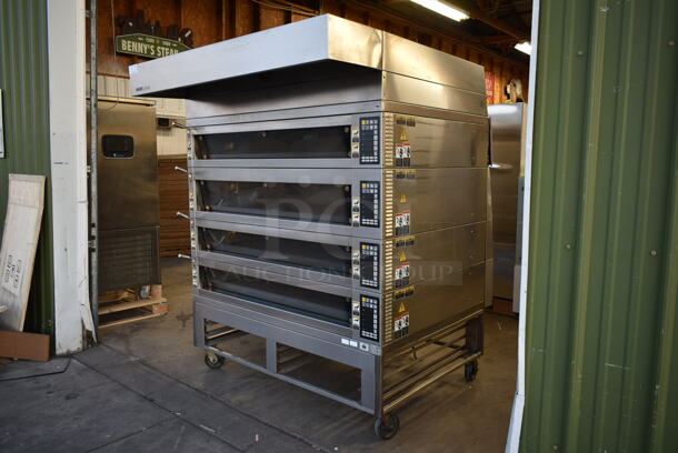 2017 Miwe CO 4.1408 Stainless Steel Commercial Floor Style Electric Powered 4 Deck Artisan Bakery Oven w/ Hood on Commercial Casters. 208 Volts, 3 Phase. - Image 2 of 10