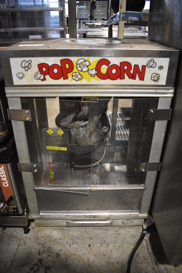 	Gold Medal Model 2001ST Metal Commercial Countertop Popcorn Machine Merchandiser. 120 Volts, 1 Phase. 28x20x40.5. Cannot Test Due To Plug Style