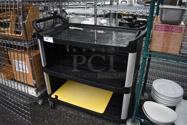 Black Poly 3 Tier Cart w/ Push Handles on Commercial Casters. 40x20x39 - Image 2 of 4