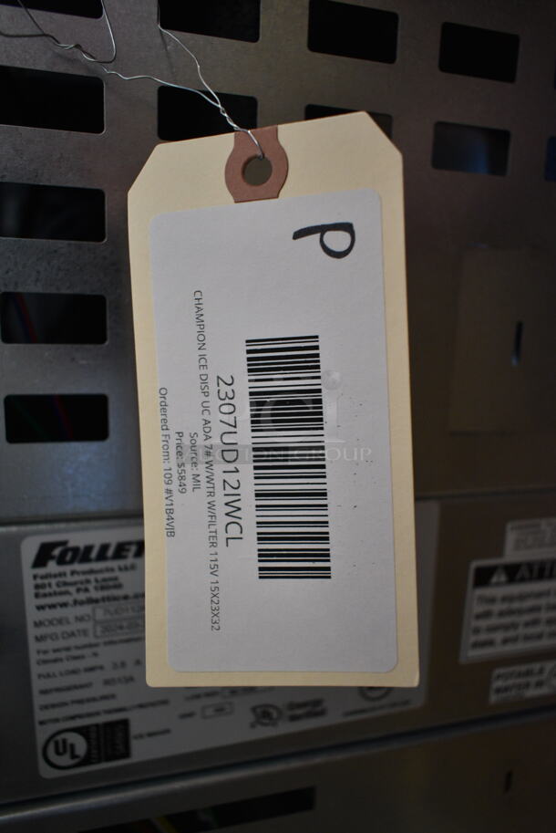 BRAND NEW SCRATCH AND DENT! 2024 Follett 7UD112A-IW-CL-ST-00 Champion 7 Series ADA Height Chewblet Undercounter Ice Maker and Water Dispenser with 7 lb. Bin and Filter. 100 lb. 115 Volts, 1 Phase.  - Image 6 of 7