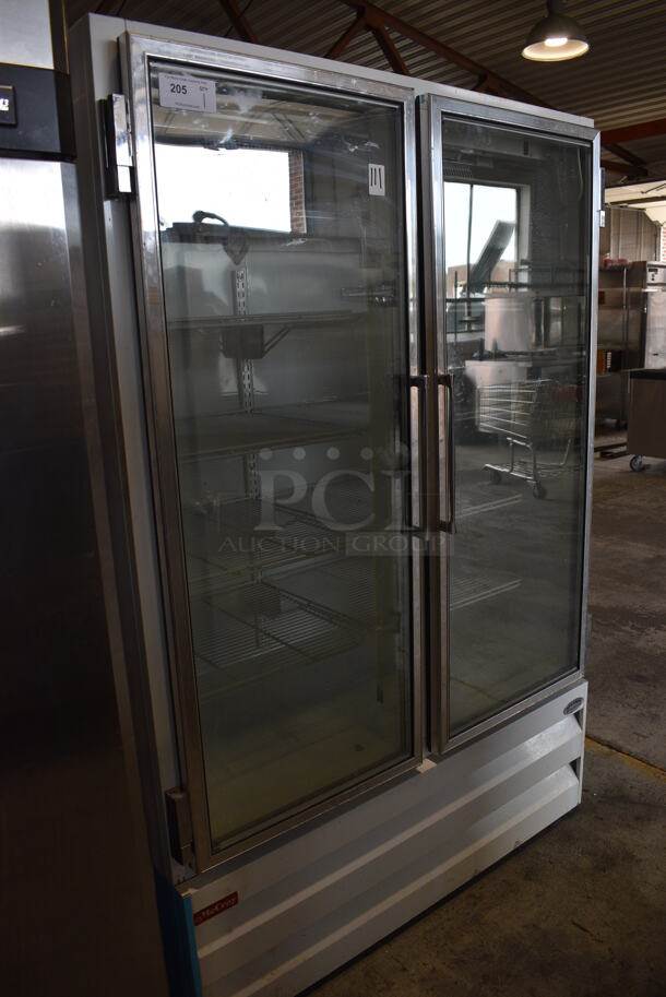 McCray Model GF48LBM Metal Commercial 2 Door Reach In Cooler Merchandiser w/ Poly Coated Racks. 115/208-230 Volts, 1 Phase. 52x32x79 - Image 2 of 5