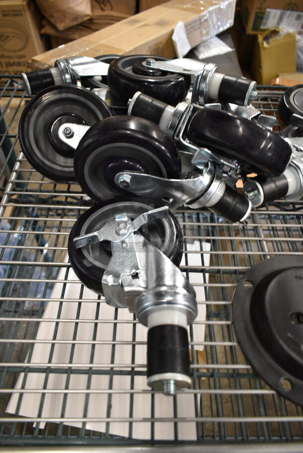 ALL ONE MONEY! Tier Lot of 12 Various Commercial Casters and 7 349LEVELFEET Table Feet.  - Image 4 of 10