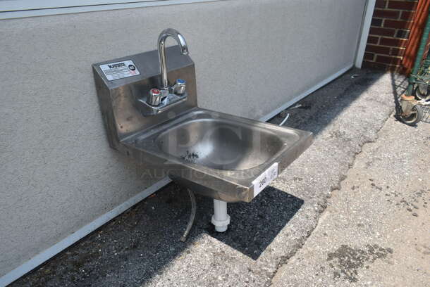 Krowne HS-9L Stainless Steel Commercial Single Bay Wall Mount Sink w/ Faucet and Handles. - Image 2 of 4
