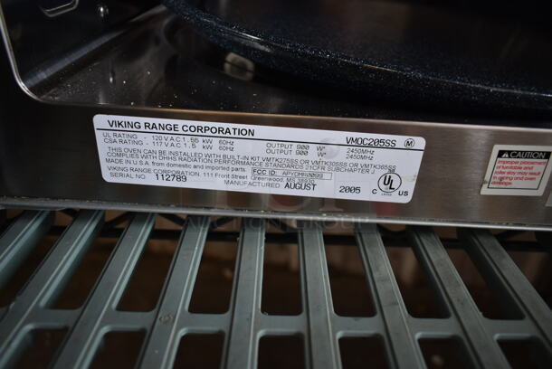 Viking VMOC205SS Stainless Steel Microwave Oven. 120 Volts, 1 Phase.  - Image 3 of 3