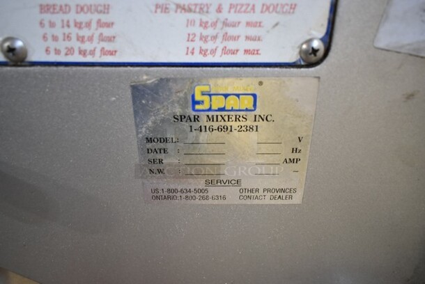 Spar SP-60PZ Metal Commercial Floor Style 60 Quart Planetary Dough Mixer w/ Metal Mixing Bowl and Dough Hook Attachment. 208 Volts. - Image 6 of 7
