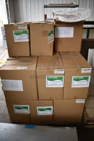 PALLET LOT of 26 Boxes of BRAND NEW Soft Suds Hand Dishwashing Powder. 26 Times Your Bid!