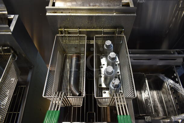 LIKE NEW! 2022 Frymaster GF40SD Stainless Steel Commercial Floor Style Natural Gas Powered Deep Fat Fryer w/ 2 Metal Fry Baskets.  - Image 4 of 8