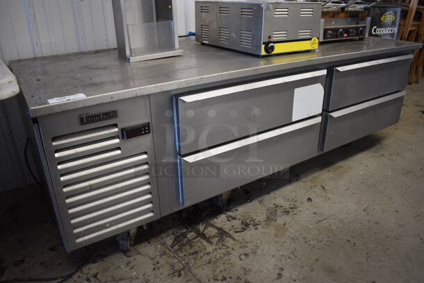 Traulsen TE084HT Stainless Steel Commercial 4 Drawer Chef Base on Commercial Casters. 115 Volts, 1 Phase. 84x35x26.5. Tested and Working!